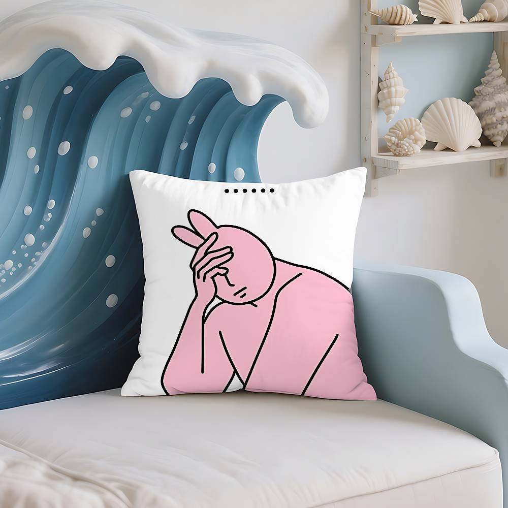 Funny Cute Pink Bunny Pillow Case Pillows For Cover Home Decor Items Living Room Decoration Cushion Covers