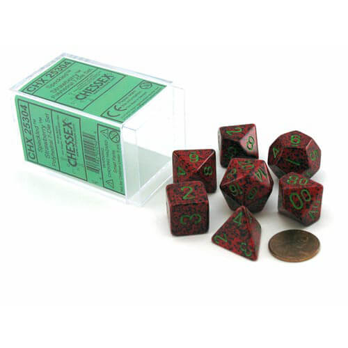 D7 Die Set Dice Speckled Poly (7 Dice) (Strawberry)