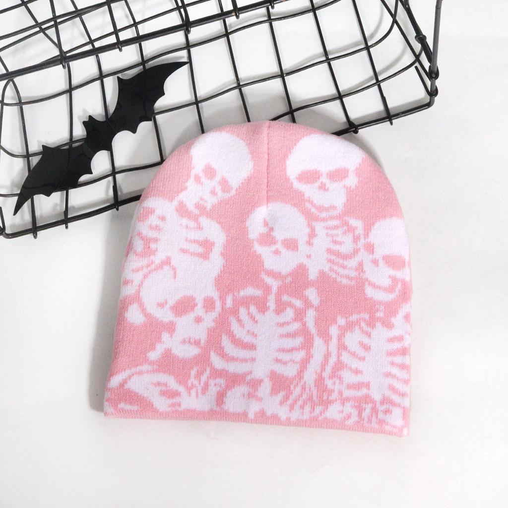 Hat Knitted With Skull Pattern For Fall And Winter Streetwear Accessory Fashion