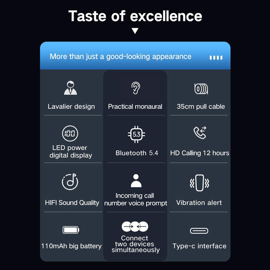 Docooler Stereo Digital Fast Portable Single Headset Business Perfect for and Business Clip-on Headphones, Display, Charging, Headphones, In-Ear