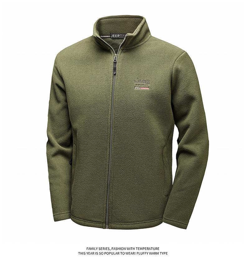 Jeep 2025 Men's Plus Velvet Fleece Zipper Hoodie Cardigan, Casual Autumn/Winter Long Sleeve Jacket