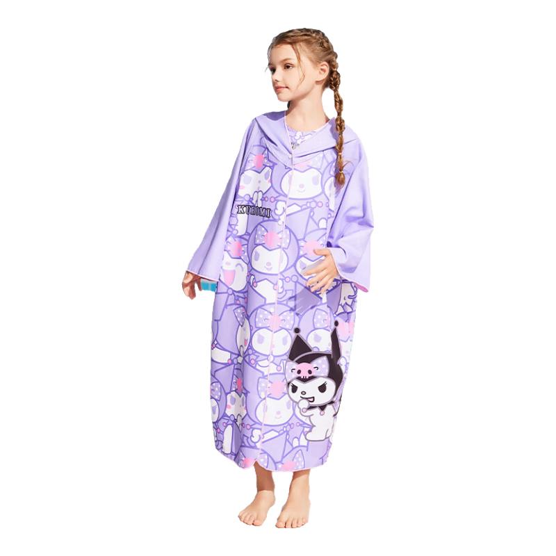 ZOKE Kids Quick-Dry Hooded Swim Towel Robe One Size