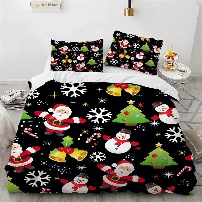 3D Print Cat Merry Christmas Santa Claus Bedding Set Double Twin King Duvet Cover Comforter Pillowcase Boys Girls Adults Bedroom
