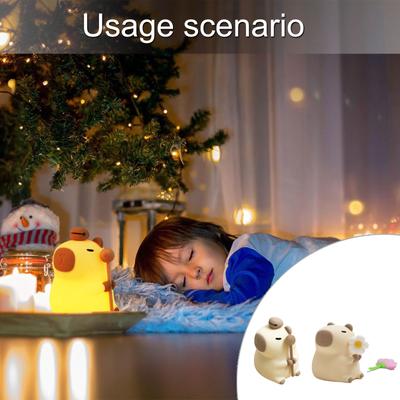 Silicone Capybara Night Light Figurine Soft Touch Control USB Rechargeable Cute Animal Decoration