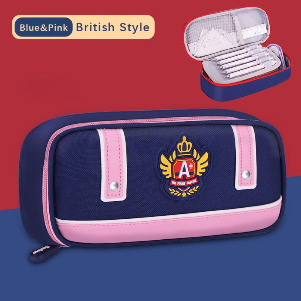 Three-layers Pencil Case British Style Stationery Bag Cartoon Cosmetic Storage Bag  Back To School
