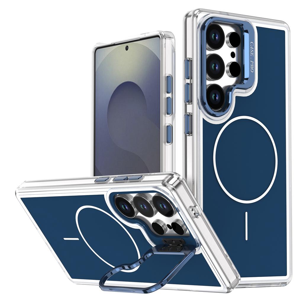 For Samsung Galaxy S26 Ultra Magnetic Case Matching Color Lens Kickstand TPU PC Phone Cover