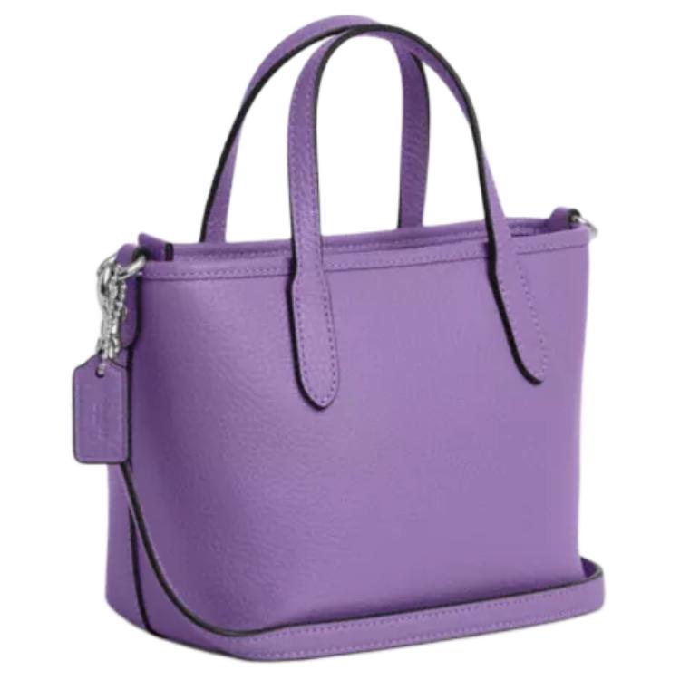 Coach City 15 Solid Color Logo Hardware Zipper Closure Pebble Leather Tote Bag Women tote bags Purple CW031-SVII