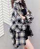 BLANK BLANC Checked Puff Sleeve Fall Loose Size Perfect for Everyday School Maternity and This Flannel Shirt In Black Features a Relaxed Fit and a