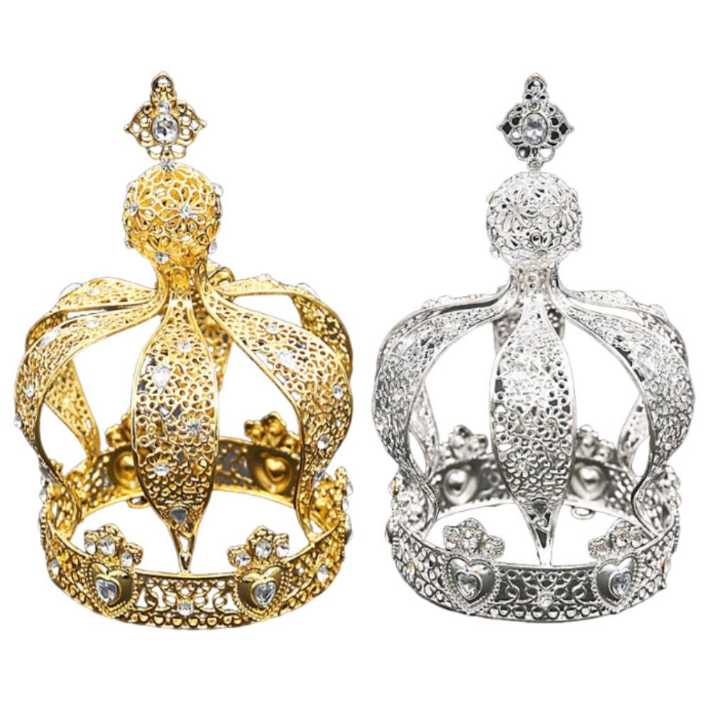 1/2Pcs Baroque Rhinestone Crown Creative Bridal Headband Crown Cake Topper  Birthday Gift