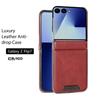 Luxury Business Magnetic Leather Phone Case for Samsung Z Flip 7 6 5 Central Axis Protection Shockproof For Magsafe Slim Cover