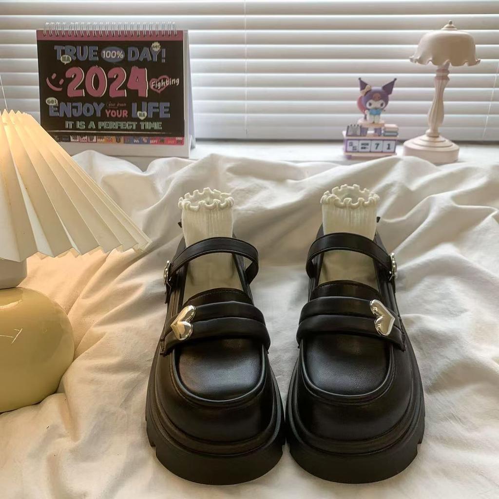 Thick sole heightening French shallow mouth single shoes women's 2025 spring and summer new retro with skirt Mary Jane small leather shoes women