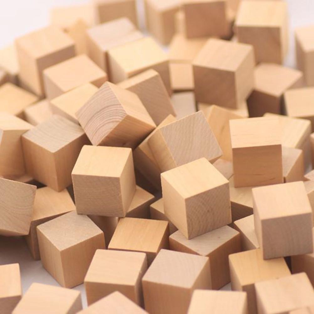 10Pcs 2.5cm Natural Pine Wooden Cubes Smooth Splinter-Free Craft Blocks for DIY Alphabet Numbers Puzzle Stamp Mounting Painting