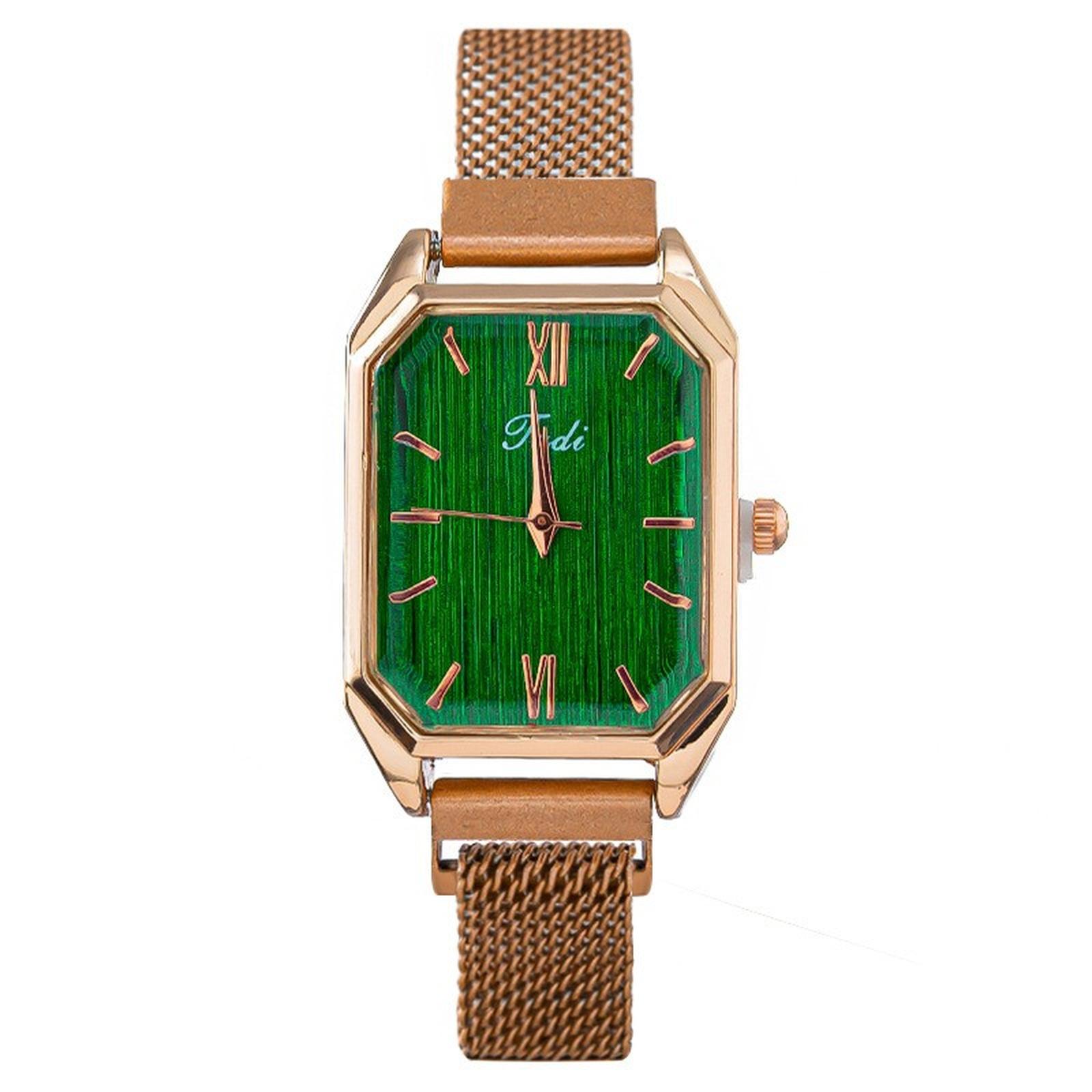 

Женские модные кожаные часы One Size зелёный