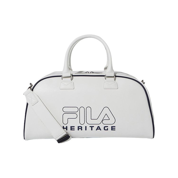 FILA Letter Logo Print Nylon Shoulder Crossbody Gym Bag Unisex bags White FS3BSF6301XOWH One Size