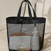 PVC Mesh Beach Bag Zipper Swimming Tote Bag Storage Bag Hollow Out Handbag  School