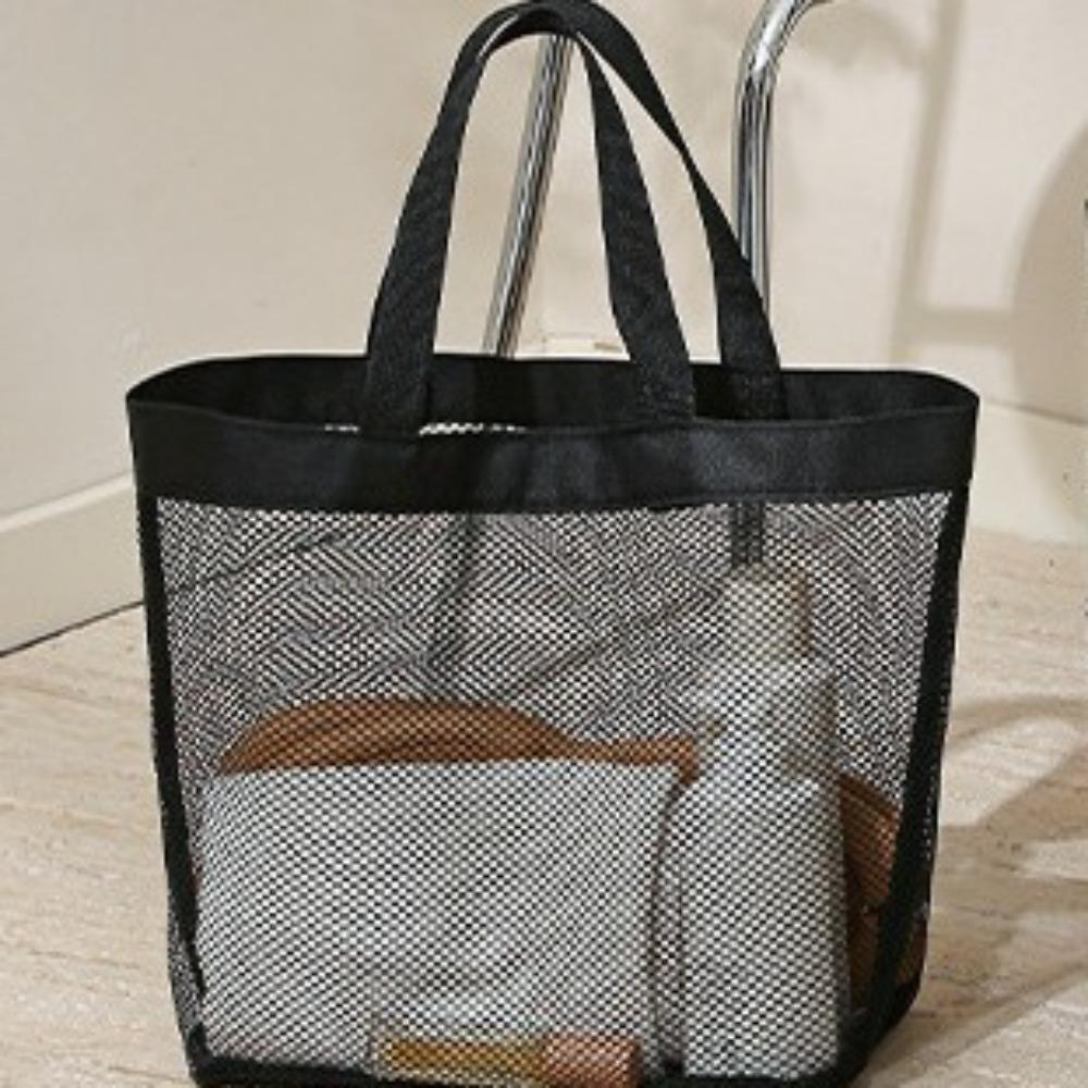 PVC Mesh Beach Bag Zipper Swimming Tote Bag Storage Bag Hollow Out Handbag  School