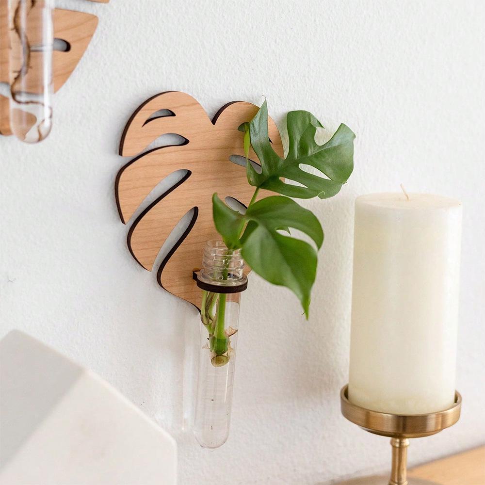 Leaf-Shaped Wooden Plant Shelf Wall Decoration