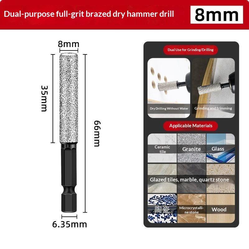 2Pcs 5-12Mm Vacuum Brazed Dry Drill Bit Set - Dual-Purpose Dry/Wet Use For Porcelain/Granite/Tile/Marble