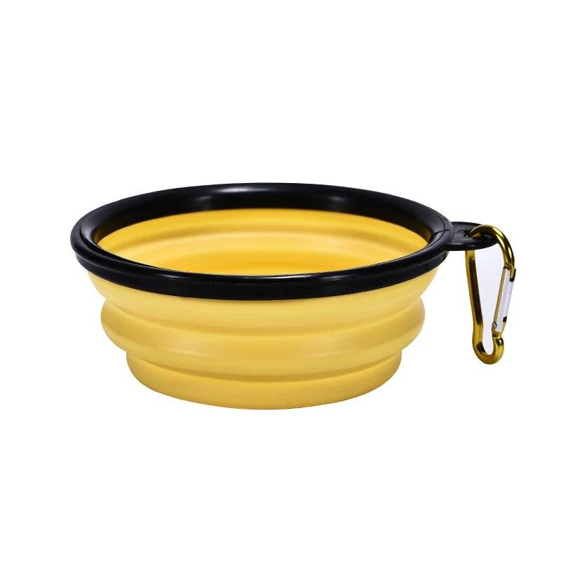 

Hot Selling Camping Travel Portable Folding Dog Pet Food Water Bowl 350ml жёлтый