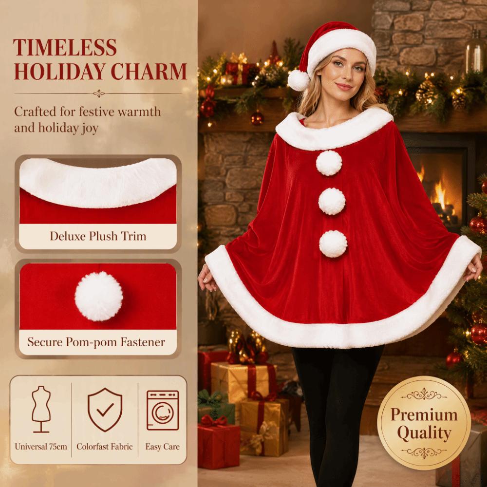 Plush Christmas Cloak and Hat Thick Santa Claus Costume Fashion Xmas Cape Christmas Party Costume