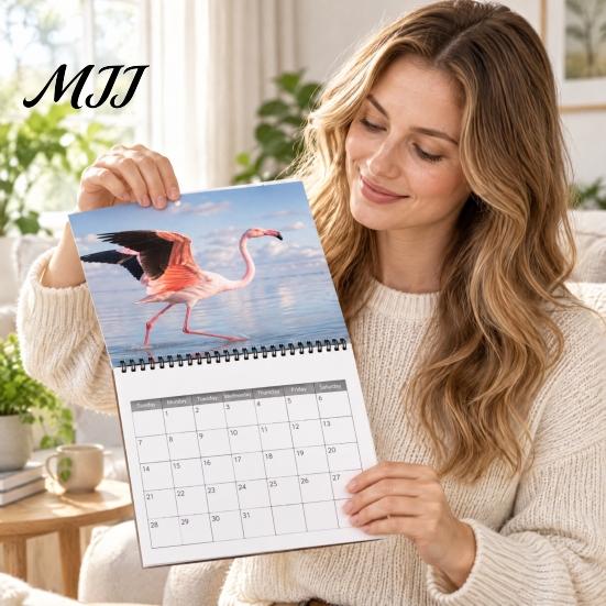 Gift for Flamingo Lovers 2027 Wall Calendar, Hanging 12 Monthly Planner with Creative Decoration Large Writable Blocks Organizing, Planning, Academic