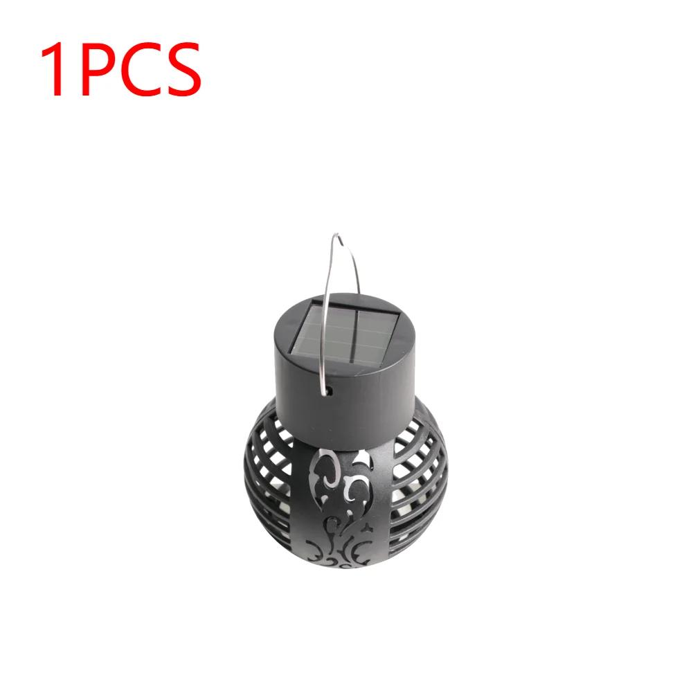 1-8pcs LED Solar Decorative Light Waterproof Hollow Ball Outdoor Flame Effect Hanging Lantern For Patio Garden Solar Fairy Light