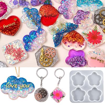 Heart Round Pendants Silicone Mold DIY Butterfly Moon Flower Crystal Epoxy Molds Keychain Earring Resin Jewelry Crafts Making