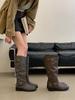 Retro Polished Old Boots Women's New Autumn Maillard Tall Knight Long Boots
