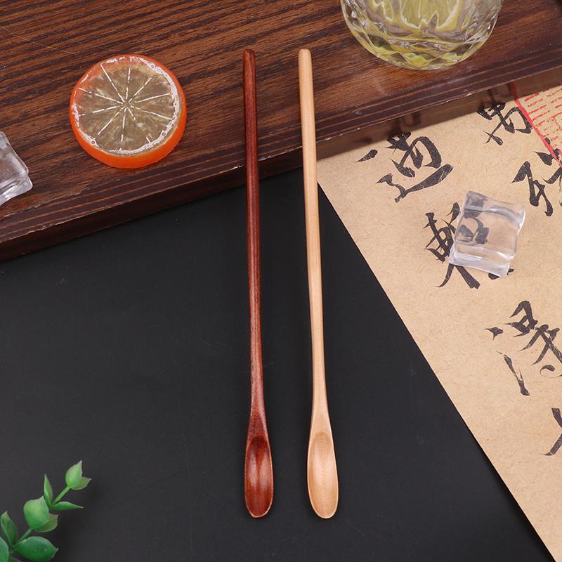 Japanese Cooking Honey Sugar Spoon Tea Coffee Stirring Spoons Long Handle Wooden Spoon Household Dessert Drink Spoon Small Spoon
