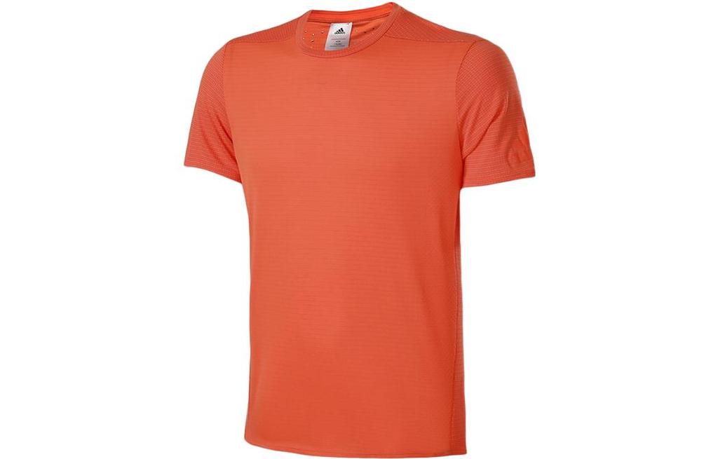 Adidas T Shirts Men's Orange Crew Neck Moderate Straight Fit CW4057
