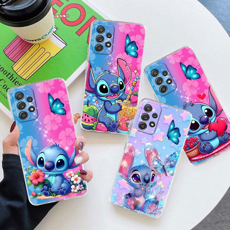Stitch Clear Case für Samsung Galaxy A57 A37 A56 5G A36 Cases A55 A54 A35 A26 A07 A17 A16 A06 A34 A15 Stoßfeste Hülle Schmetterling