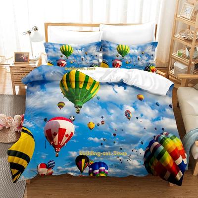 Air Balloon Bedding Set Single Twin Full Queen King Size Bed Set Adult Kid Bedroom Three-Piece Suits 3D Anime Bed Sheet