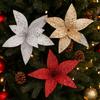 Sequin Mesh Christmas Artificial Flowers 25cm Poinsettia Flower  Festive Decoration