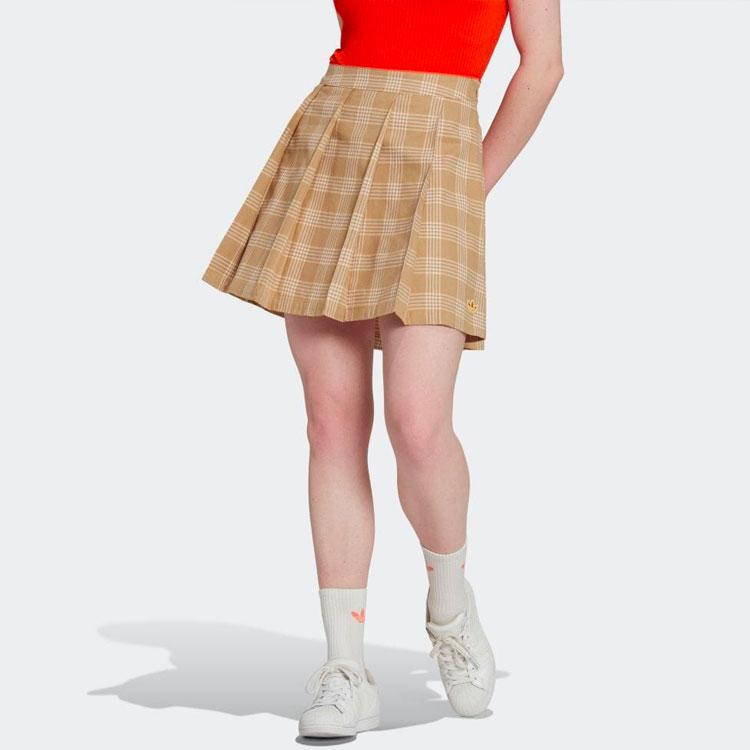 Adidas Originals Three Stripes Pleated Casual Skirt Women Skirts Yellow IA8352