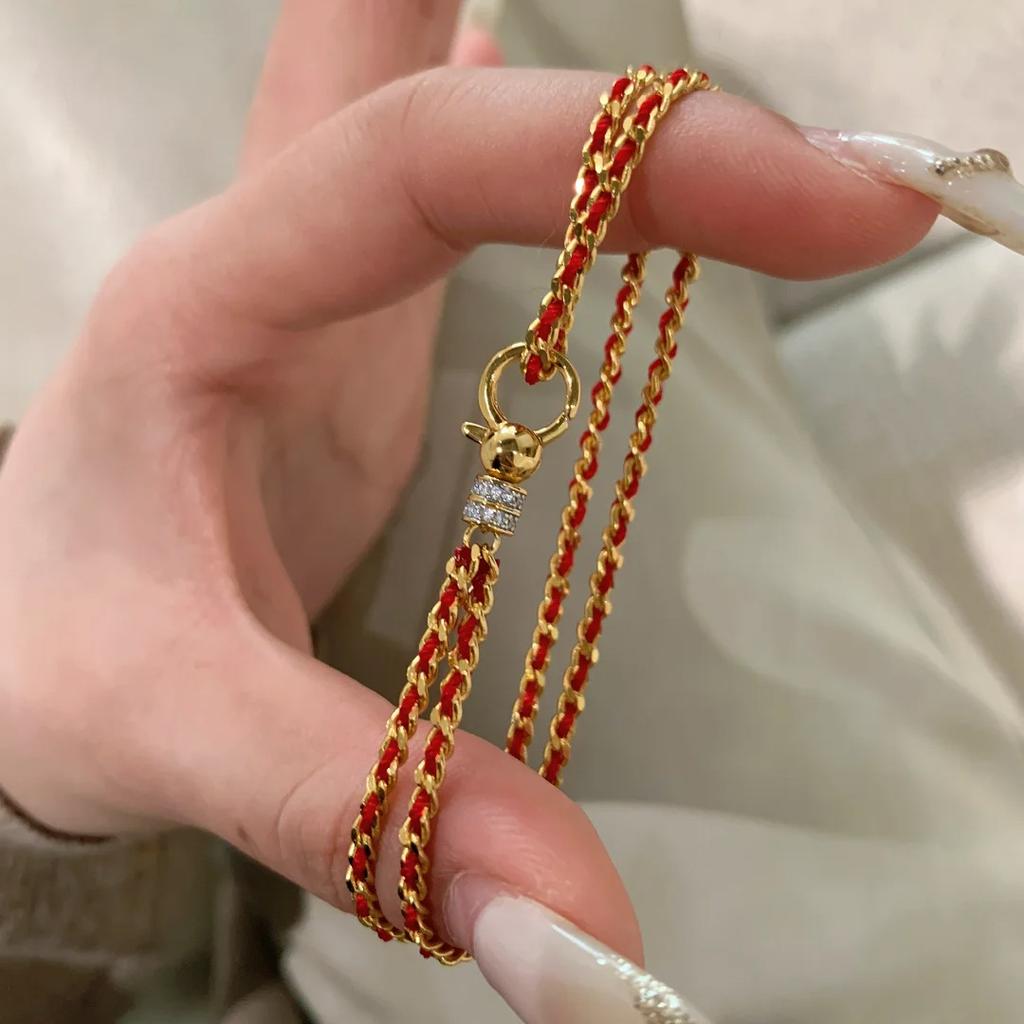 New in Simple Double Layer Dot Diamond Chain Exquisite Bracelet Charm Little Red Rope Bracelets for women Party Gift