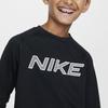 Nike Pro Dri-Fit Warm Letter Print Crew Neck Training Long Sleeve T-Shirt Kids Tops Black White HF4362-010