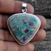 Heart Ruby in Zoisite  925 Sterling Silver Gemstone Cabochon Pendant