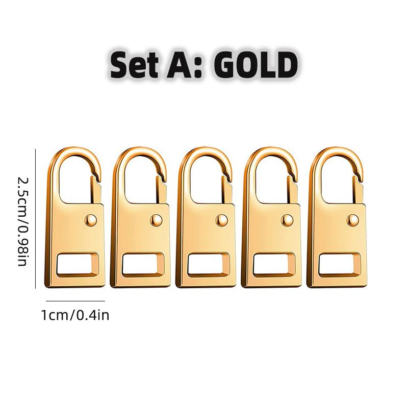 5Pcs Universal Metal Zipper Head Puller DIY Sewing Spring Lock Zipper Sliders Replacement Instant Repair for Clothing Bags Shoes