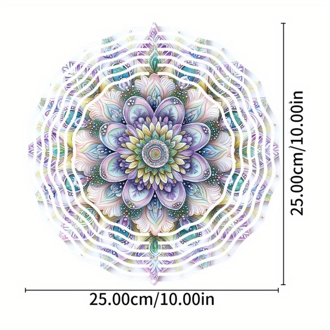 

10-дюймовый подвесной вращающийся колокольчик с мечтательным узором мандалы, крючок 360 градусов, художественный декор для сада, газона, двора, лето, весна, элегантный подарок 01A