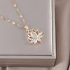 's Elegant Golden-Tone for Lotus Flower Pendant Necklace - Delicate Chain Jewelry with Sparkling Cubic petals, Everyday & Formal Necklace for Annivers