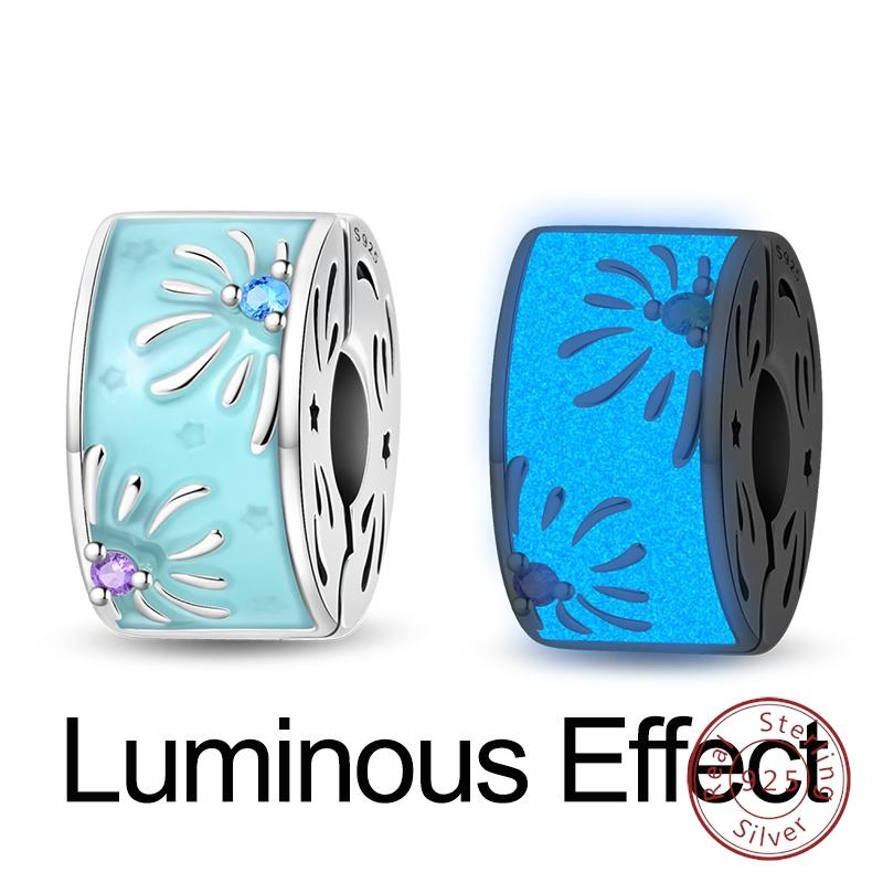 Original Luminous Charms Copper Fixed Clamp Beads Flower Fairy New Year'S Pendant Fit Bracelet Women Jewelry Gifts