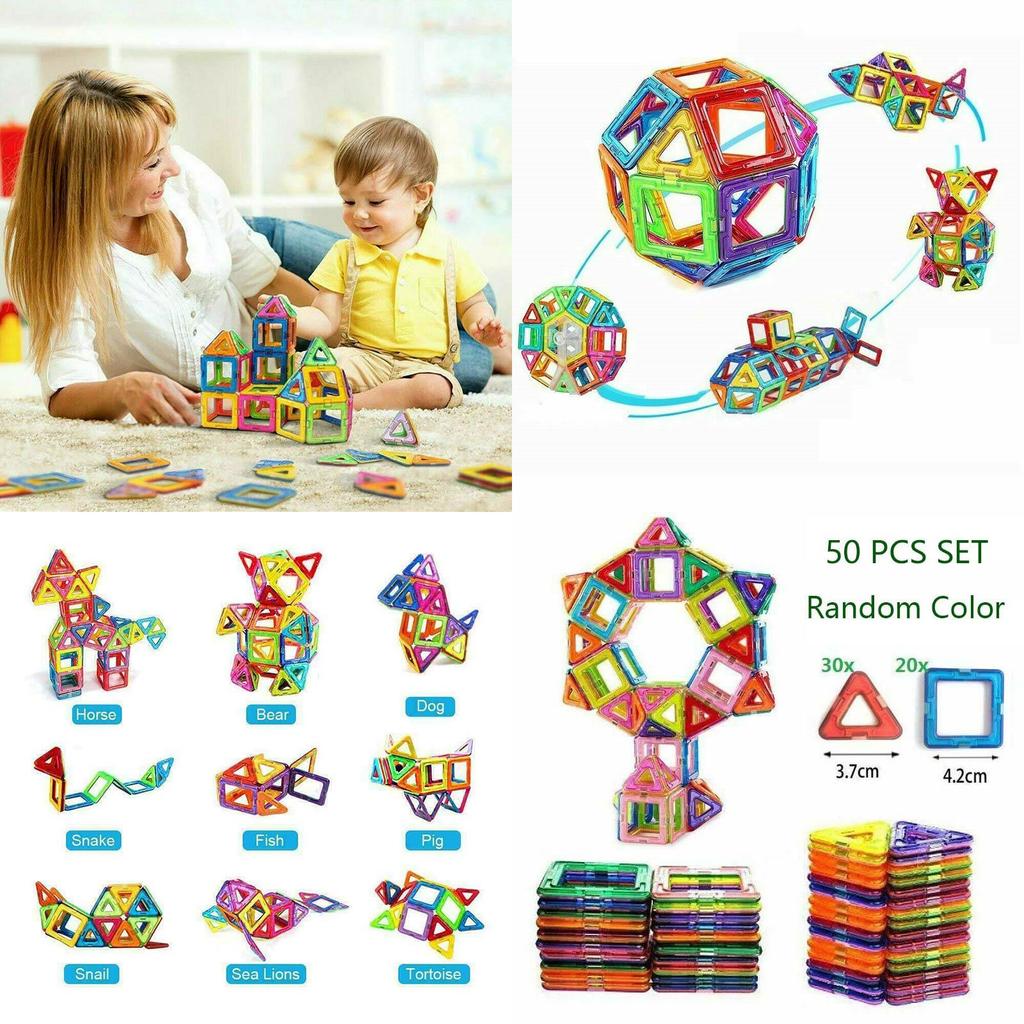 Magnetic Building Blocks Construction Set With Vibrant Multicolor Pieces For Creative Kids And Relaxing Adults