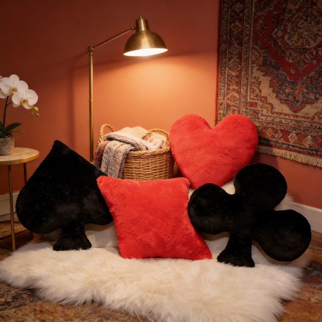 Classic Card Suit Plush With Soft Short Plush Cover For Home Decor And Lounge Comfort