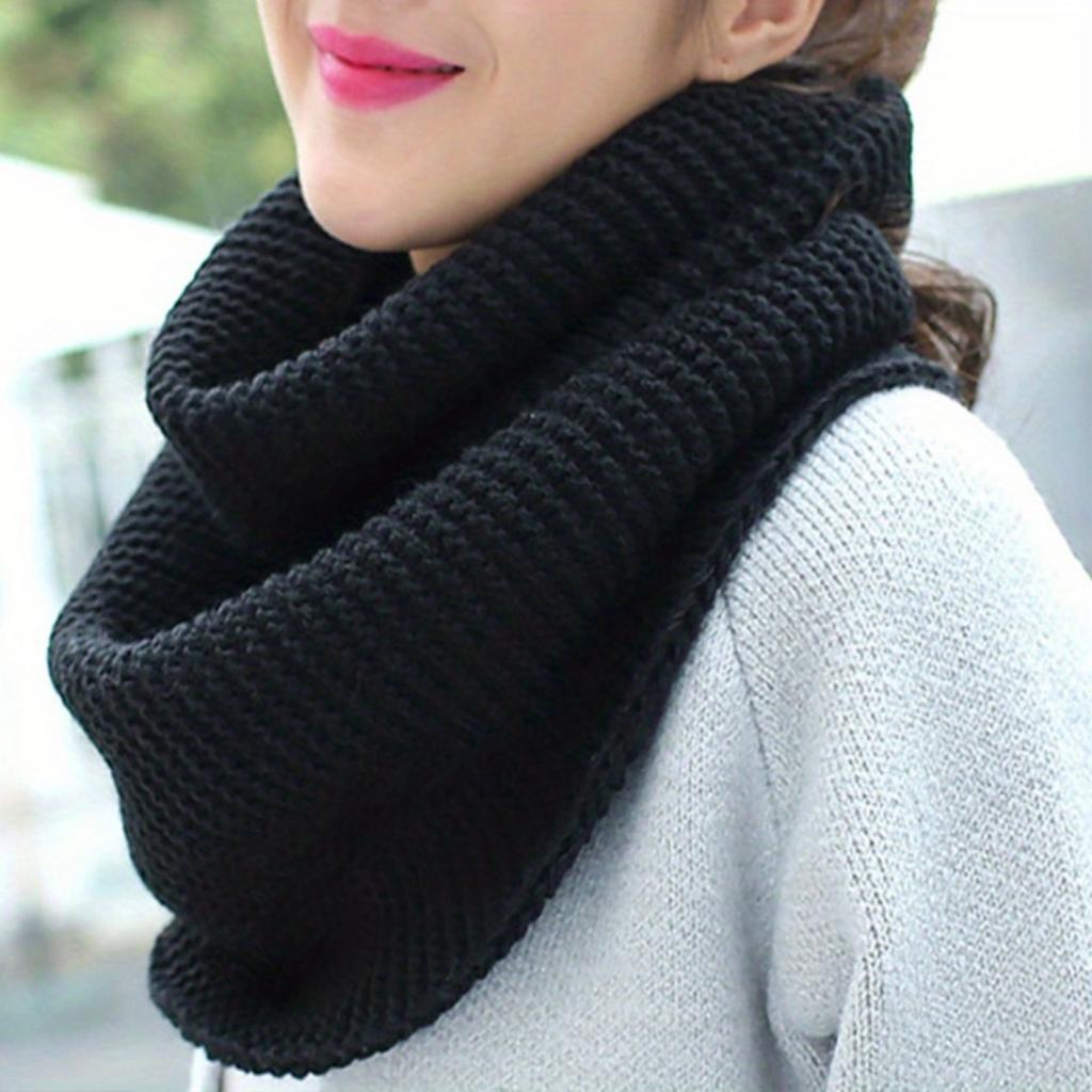 Solid Color Thick Knit Scarf for Women Autumn Winter Korean Style Warm Neckwear Scarf