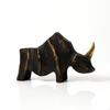 Rhinoceros Sculpture Bronze Rhino Statue Abstract with GoldenHorned for Art Collectors,