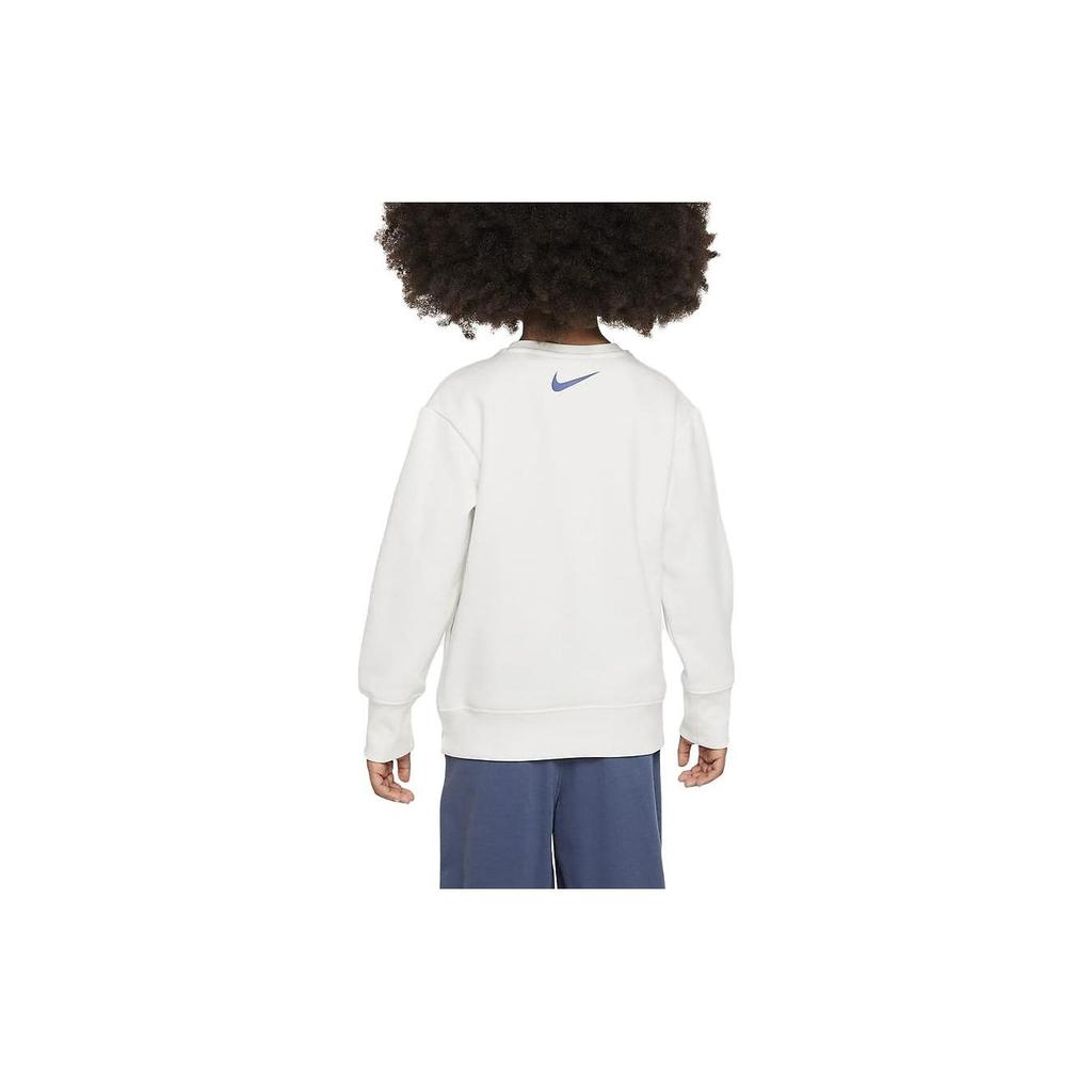 Nike Sweatshirt Letter Logo Print Round Neck Casual Fleece Kids tops White DQ3860-133