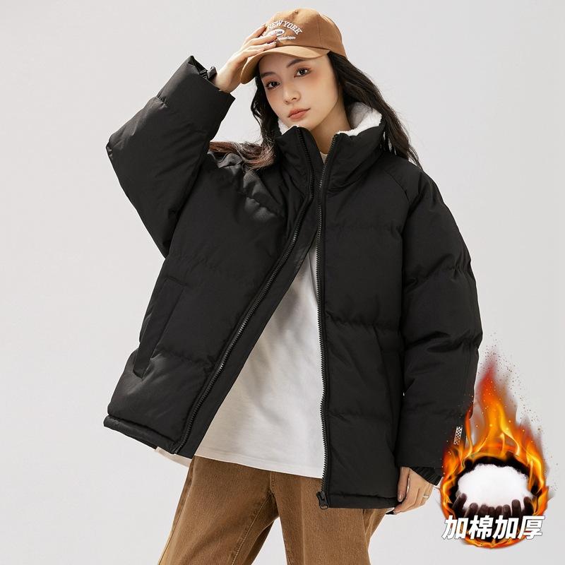 

Winter cotton-padded jacket for boys with thickened jacket, winter stand-up collar with velvet thermal jacket, waterproof couple cotton-padded jacket. S чорний