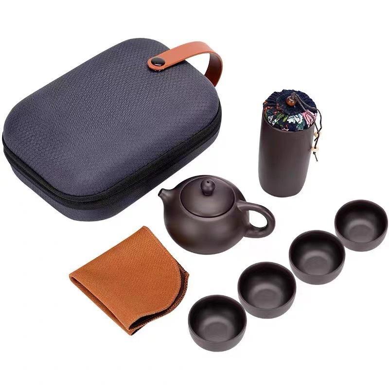 Travel and Travel Tea Set, a Complete Set of Four Cups of Gifts, Purple Sand Outdoor Storage Bag, a Small Set, a Full Set of Express Cups.