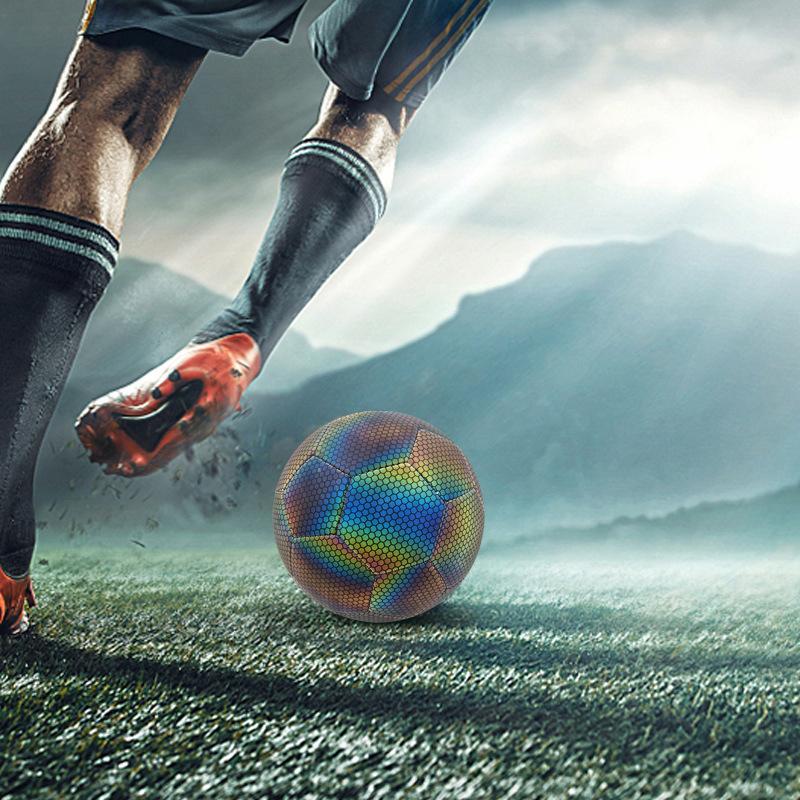 Ballon Football Lumineux Réfléchissant - Taille 5 Avec Pompe