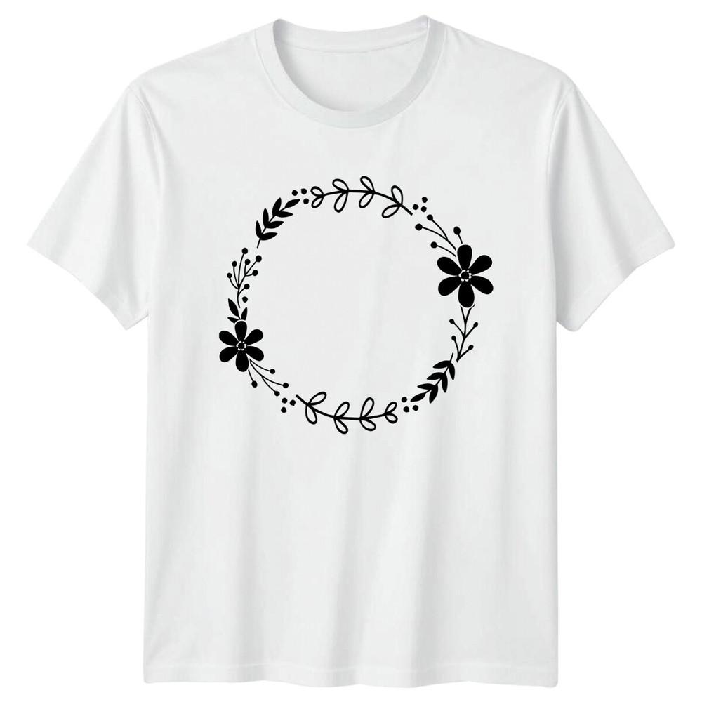 Floral Wreath Camping Nature TShirt Flower Circle Tee S
